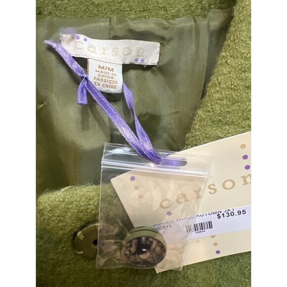 NWT Carson Womens Green Wool Jacket Medium Funky Buttons - Picture 3 of 8